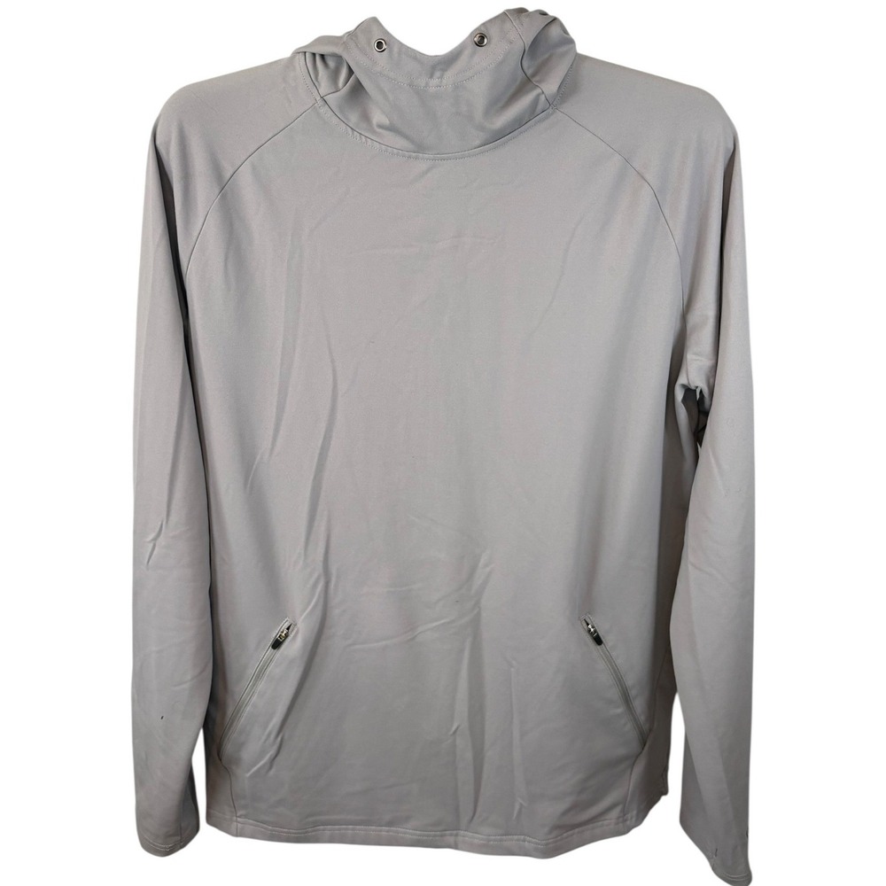 Barbell Apparel Mens Grey Performance‎ Raglan Hoodie Large Zipper Pockets L